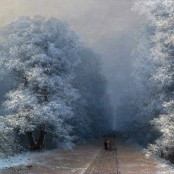 Winter landscape and alley